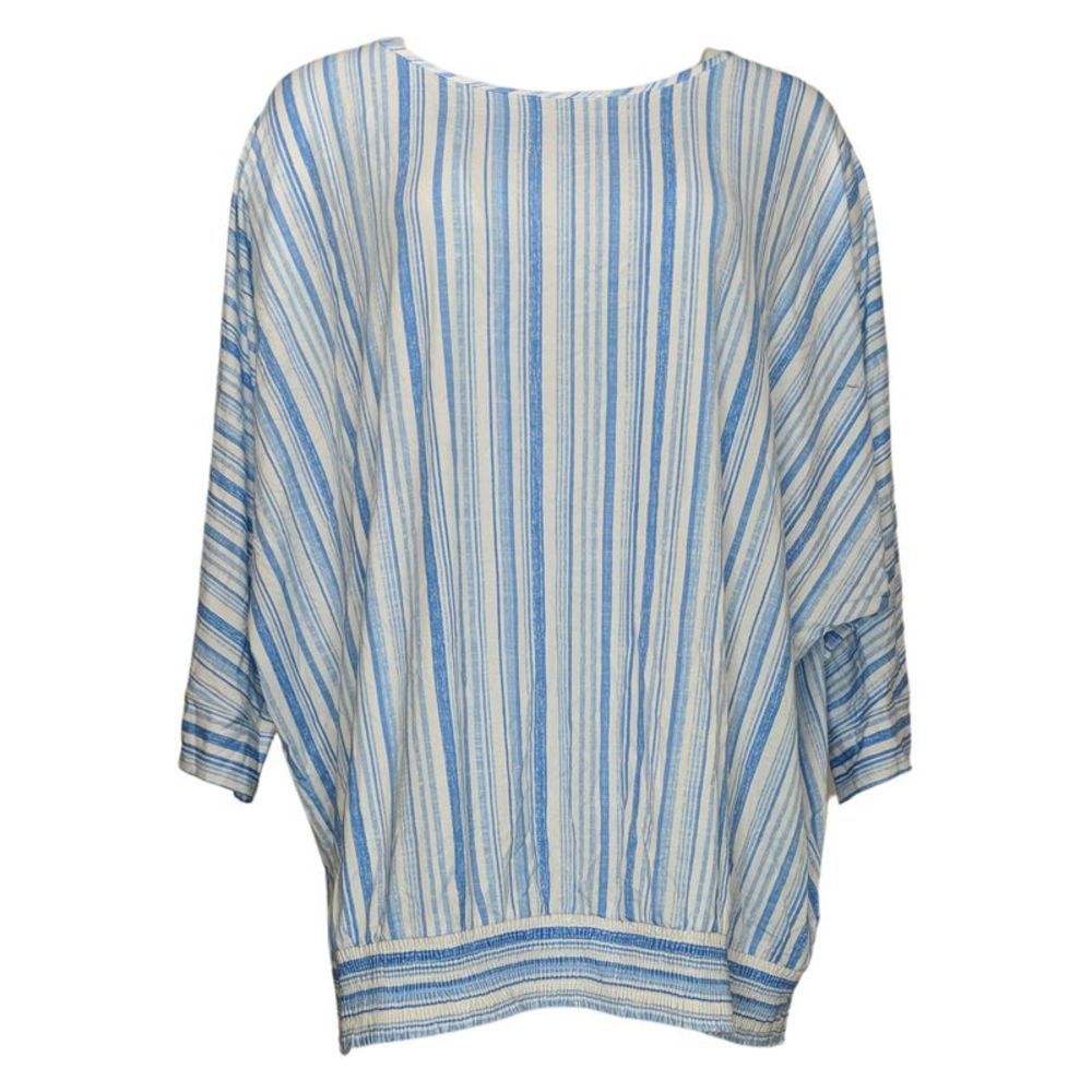 Susan Graver Women's Top Plus Sz 2X Weekend Printed Cool Touch Blue A468661